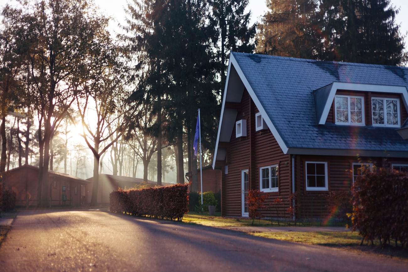 A quiet residential street with seasonal homes